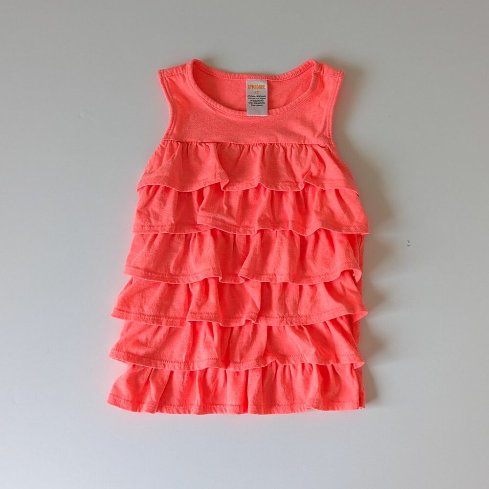 Gymboree Neon Ruffle Tank 4t EUC Island Cruise Line Neon